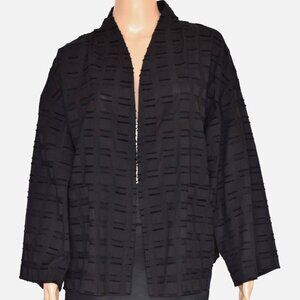 Eileen Fisher Black Textured Open-Front Jacket
